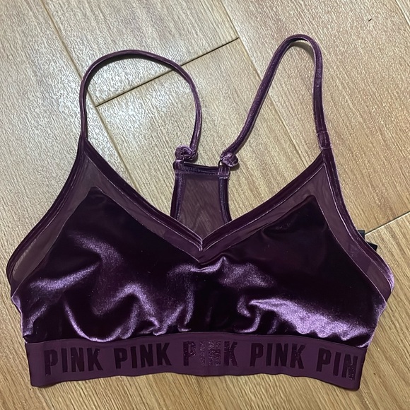 Size M - Victoria’s Secret PINK - Deep Purple Velvet sports bra - Picture 1 of 3